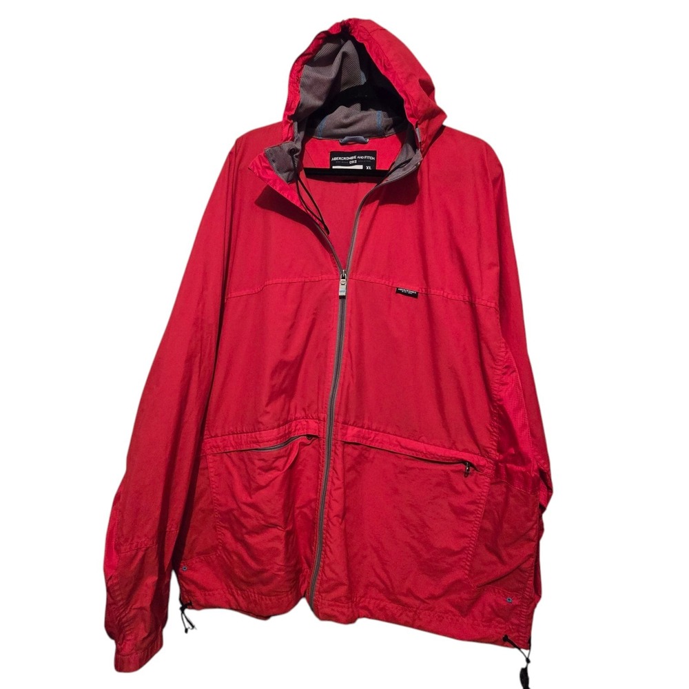 Vtg Abercrombie Fitch 092 Rain Jacket Men XL Red Gym Issue Athletics Windbreaker